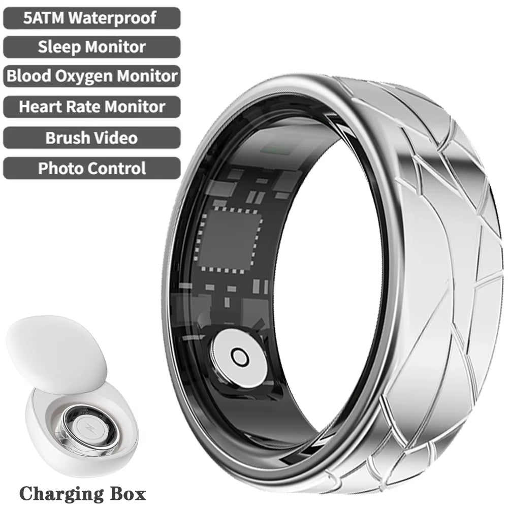 2025 New Smart Ring Heart Rate Blood Oxygen Sleep Monitoring Gesture Control Tiktok Smart Ring Multi-Sport Modes for Android IOS