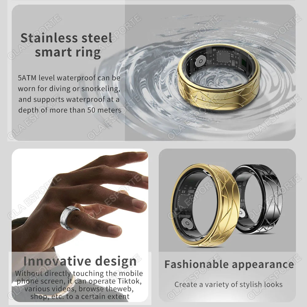 2025 New Smart Ring Heart Rate Blood Oxygen Sleep Monitoring Gesture Control Tiktok Smart Ring Multi-Sport Modes for Android IOS