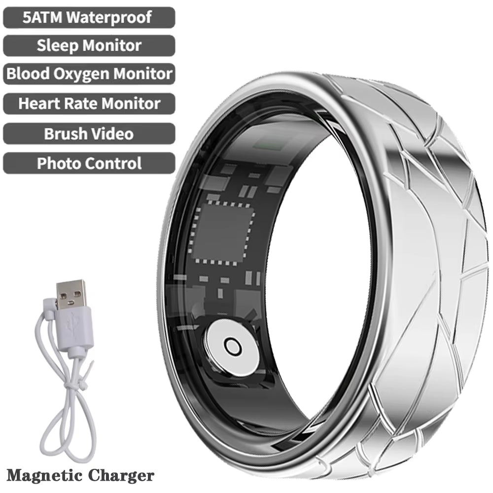 2025 New Smart Ring Heart Rate Blood Oxygen Sleep Monitoring Gesture Control Tiktok Smart Ring Multi-Sport Modes for Android IOS