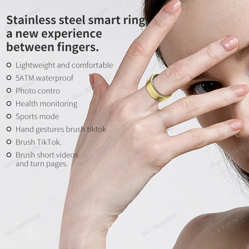 2025 New Smart Ring Heart Rate Blood Oxygen Sleep Monitoring Gesture Control Tiktok Smart Ring Multi-Sport Modes for Android IOS