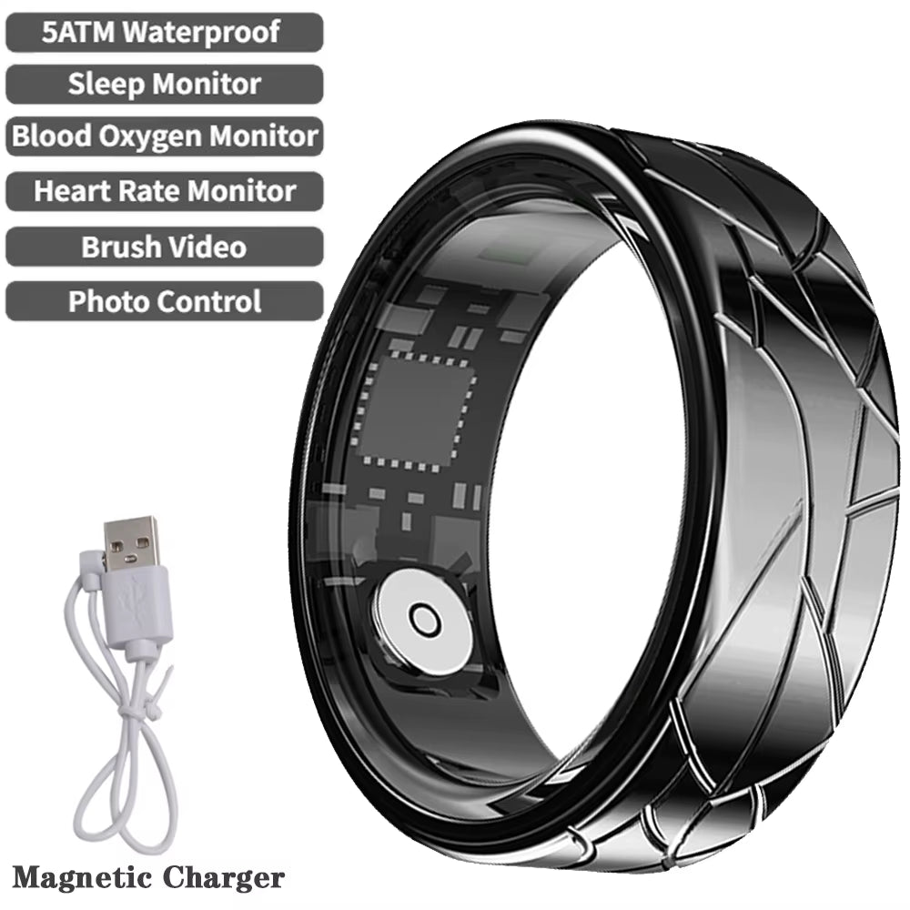 2025 New Smart Ring Heart Rate Blood Oxygen Sleep Monitoring Gesture Control Tiktok Smart Ring Multi-Sport Modes for Android IOS